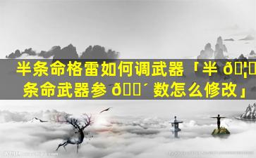 半条命格雷如何调武器「半 🦍 条命武器参 🌴 数怎么修改」
